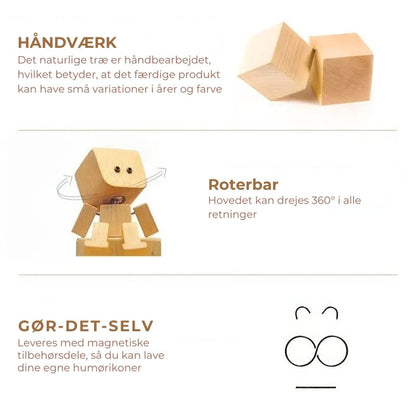 CharmFigur – Den Håndlavede Træfigur Med 12 Magnetiske Ansigtsudtryk